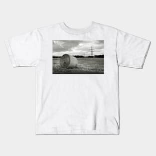 Baled field near Branton, Northumberland, UK Kids T-Shirt